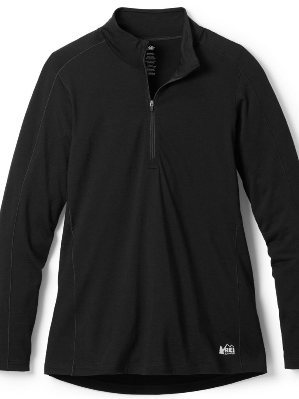REI Co-op Merino 185 Long-Sleeve Half-Zip Base Layer Top - Size S, Black